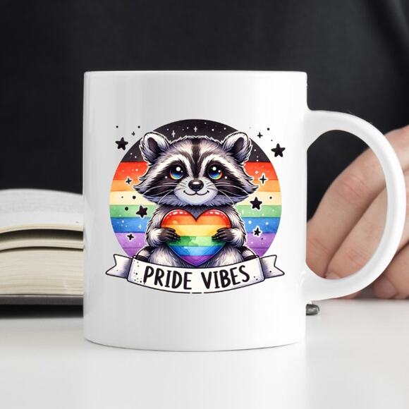 other Other - Raccoon Pride Vibes 15 oz Coffee Mug Funny Cute Gift White Mug R37